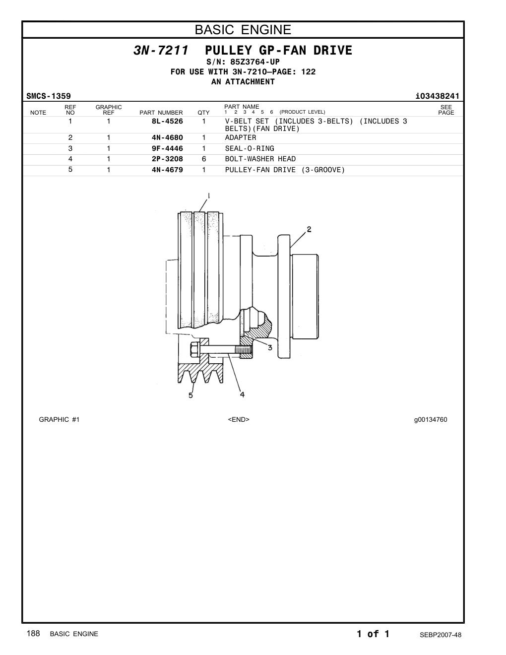 4N-4680 ADAPTER · S/N 85Z3764-UP CAT parts manual diagram
