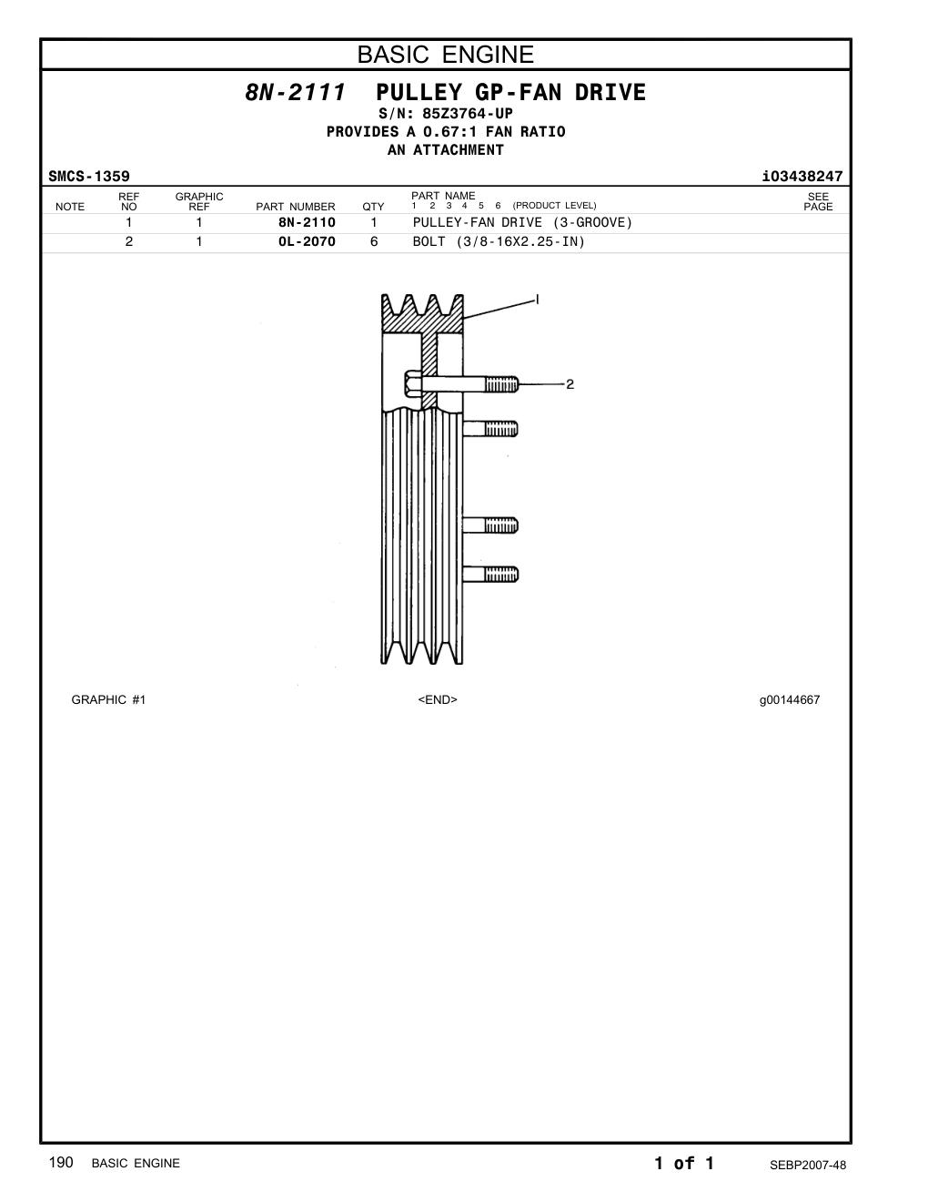 8N-2110 - PULLEY-FAN DRIVE (3-GROOVE)
