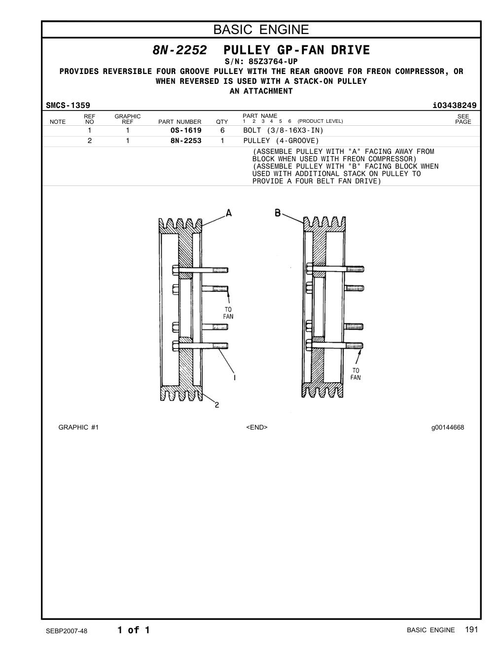 8N-2253 - PULLEY (4-GROOVE)