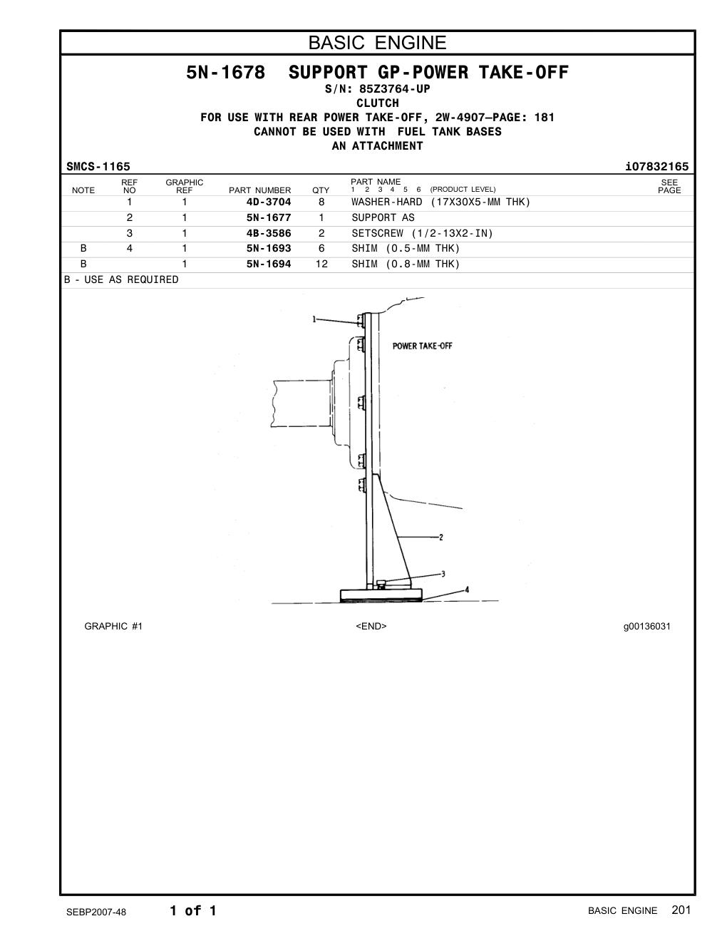 5N-1693 SHIM (0.5-MM THK) · S/N 85Z3764-UP CAT parts manual diagram
