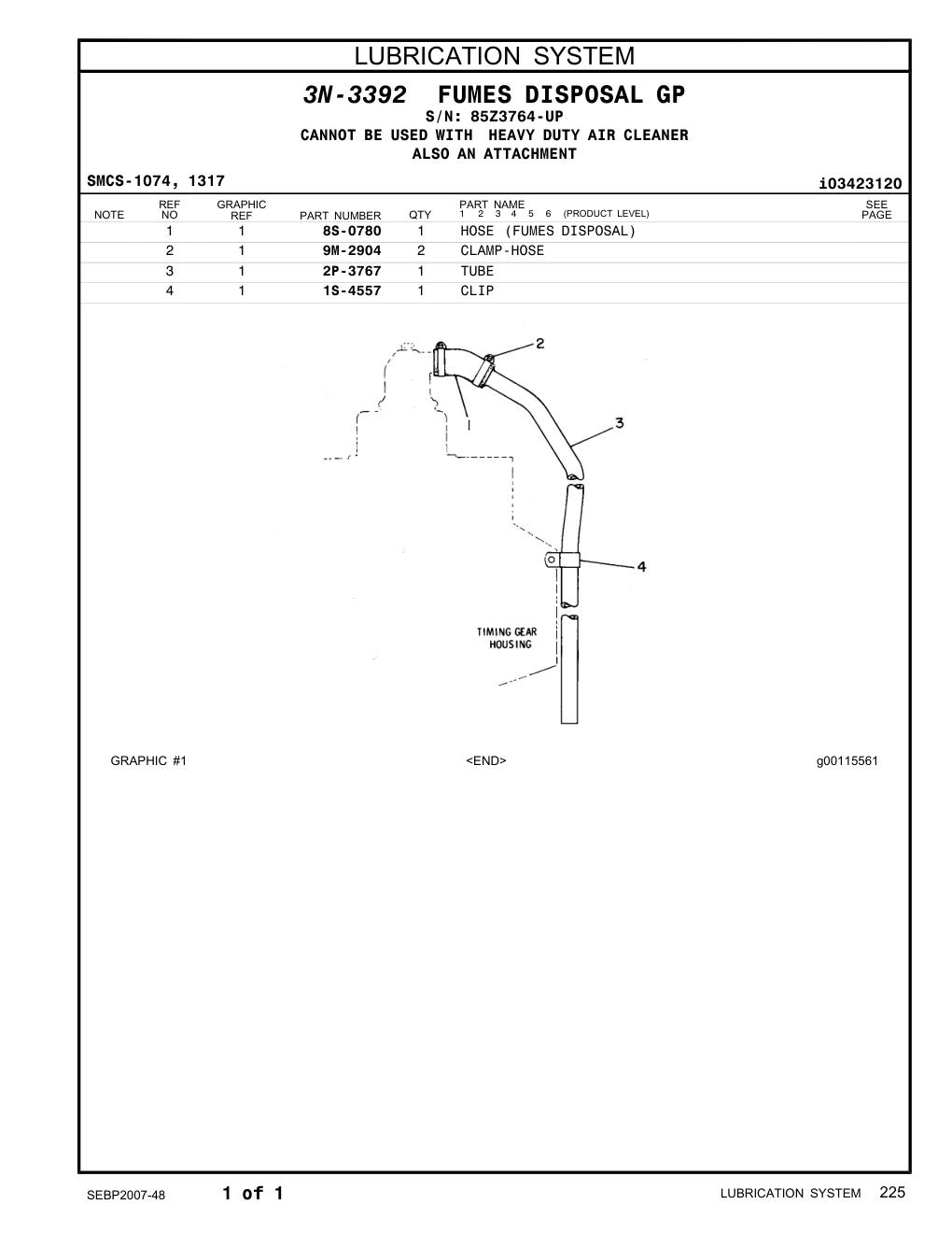 1S-4557 CLIP · S/N 85Z3764-UP CAT parts manual diagram