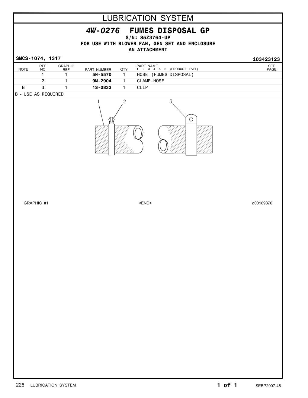 1S-0833 CLIP · S/N 85Z3764-UP CAT parts manual diagram