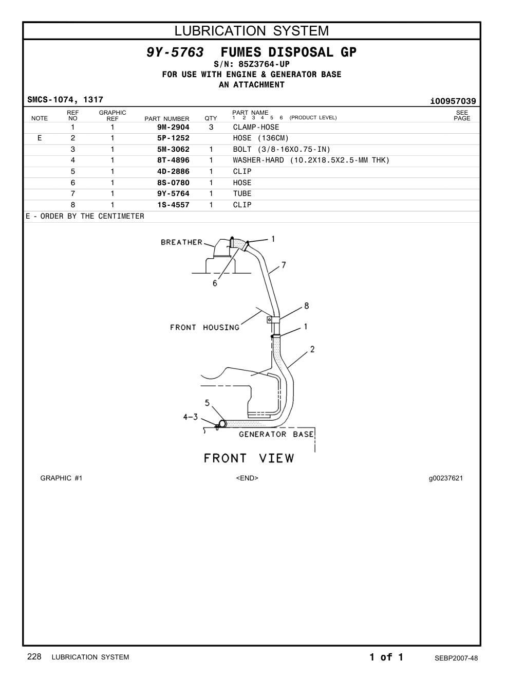 4D-2886 CLIP · S/N 85Z3764-UP CAT parts manual diagram