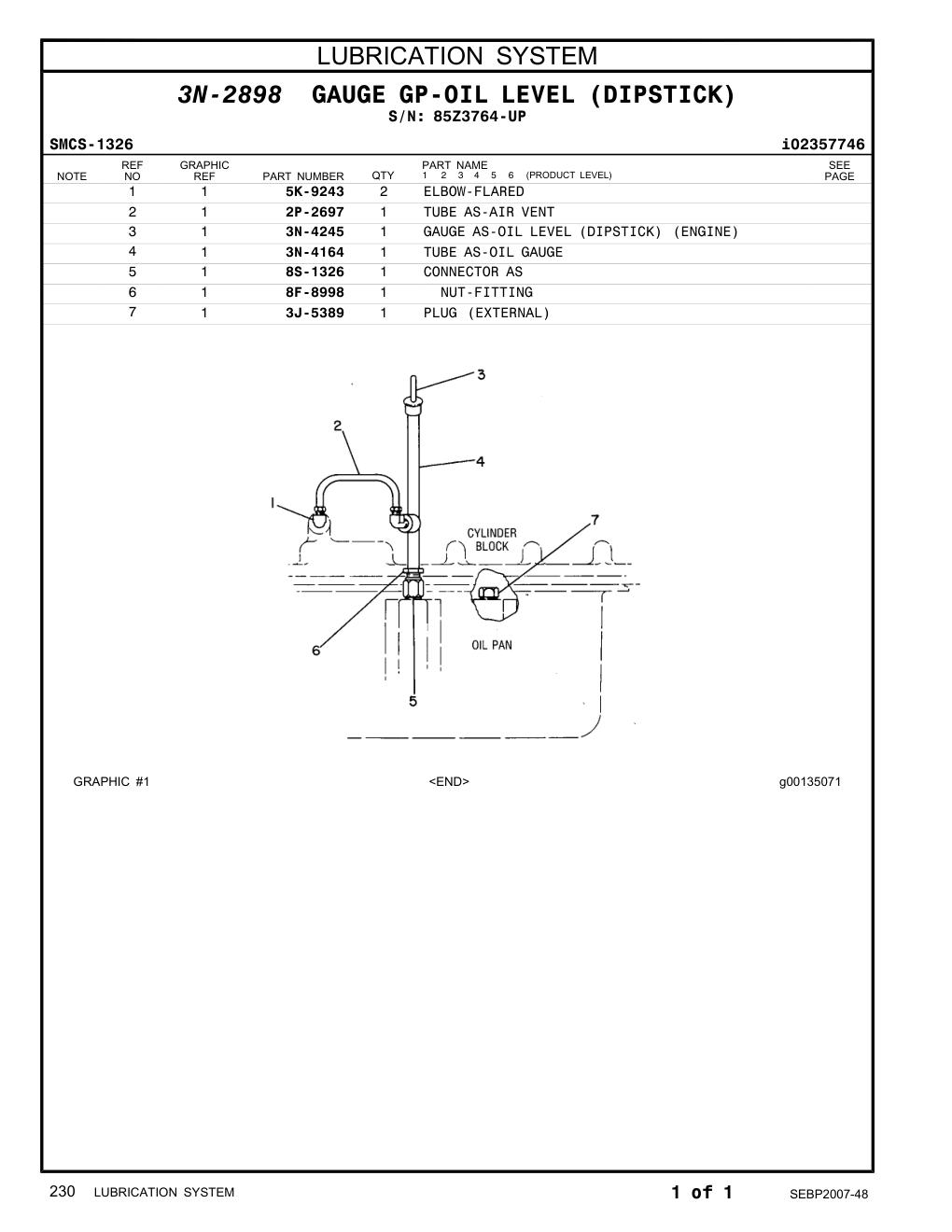 8F-8998 NUT-FITTING · S/N 85Z3764-UP CAT parts manual diagram