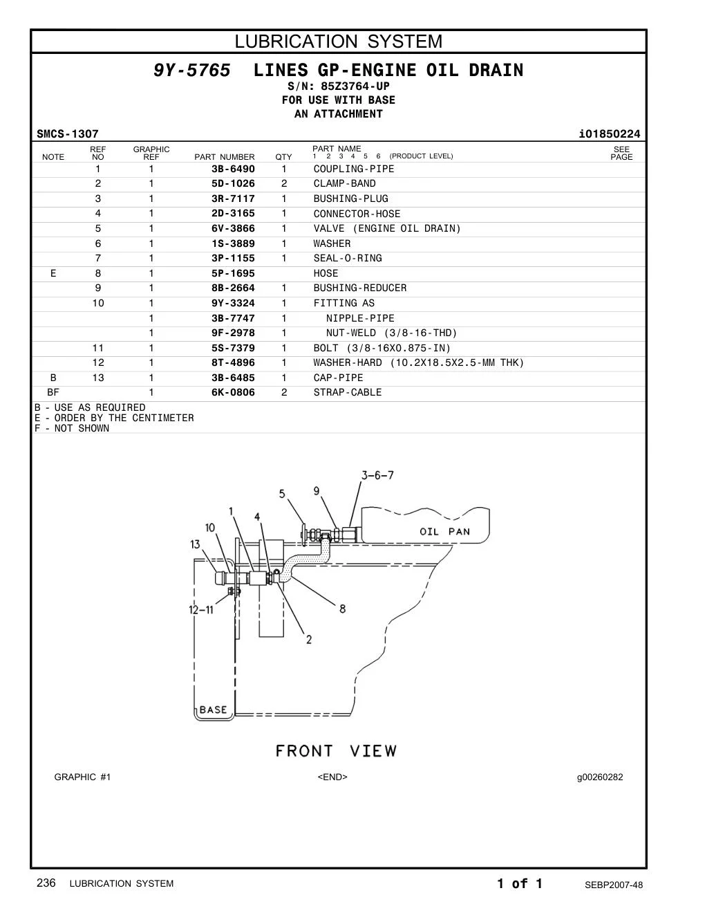 6V-3866 VALVE (ENGINE OIL DRAIN) · S/N 85Z3764-UP CAT parts manual diagram