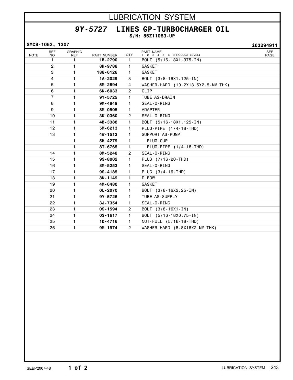 1D-4716 NUT-FULL (5/16-18-THD) · S/N 85Z11063-UP CAT parts manual diagram