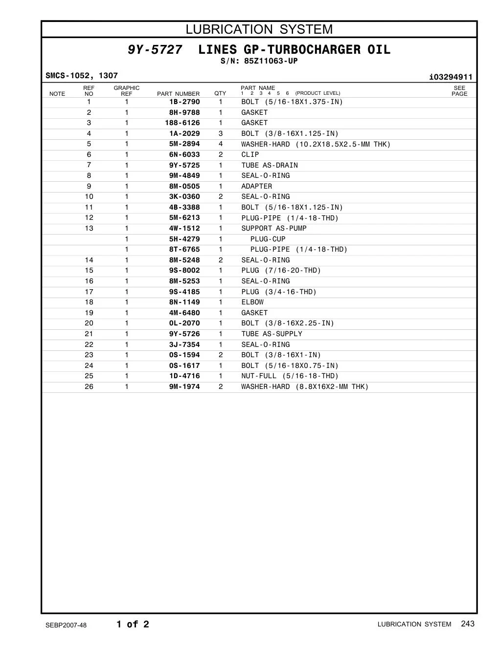9Y-5726 TUBE AS-SUPPLY CAT parts diagram