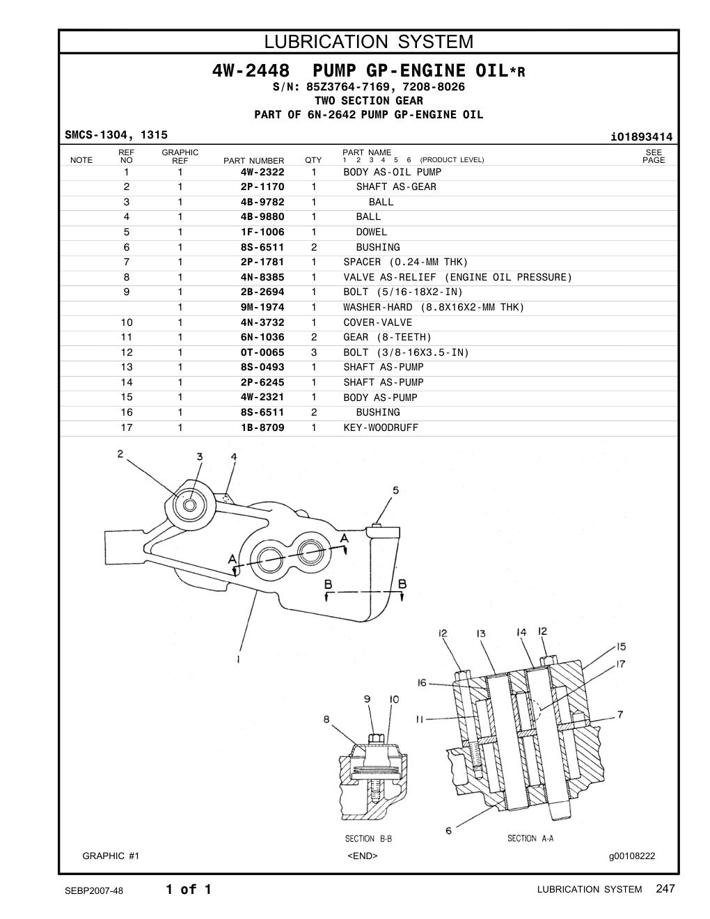 4N-8385 - VALVE AS-RELIEF (ENGINE OIL PRESSURE)