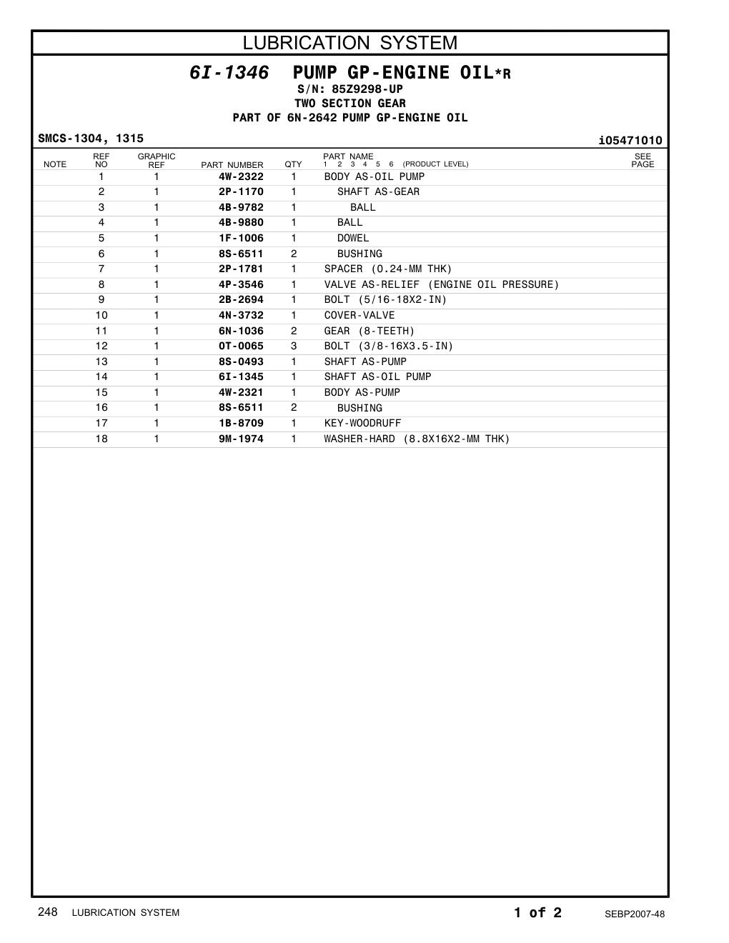 6I-1345 - SHAFT AS-OIL PUMP