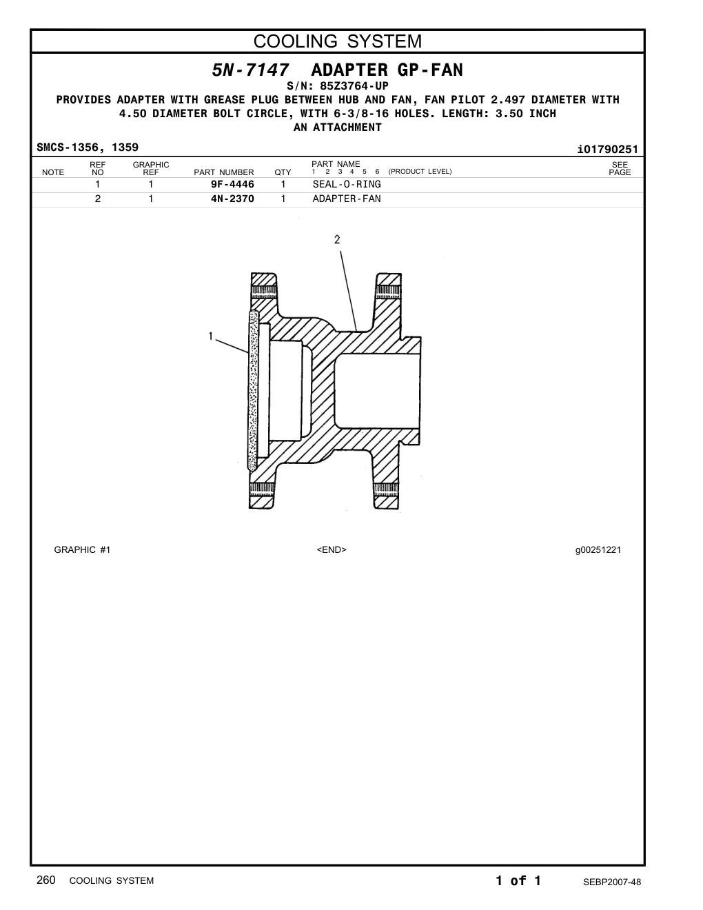 4N-2370 ADAPTER-FAN · S/N 85Z3764-UP CAT parts manual diagram