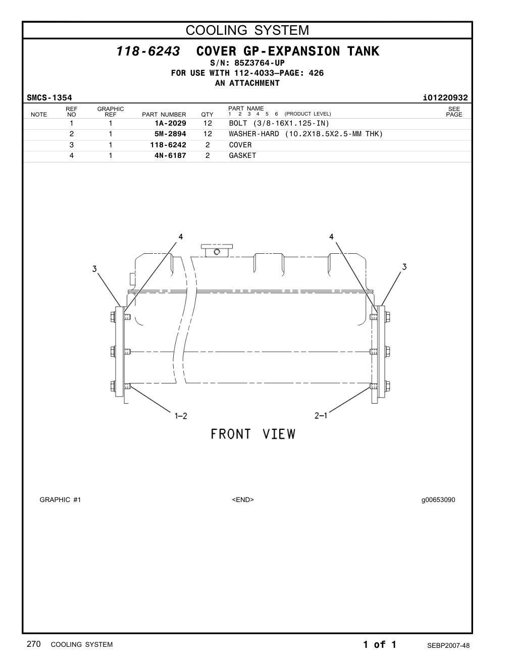 4N-6187 GASKET · S/N 85Z3764-UP CAT parts manual diagram