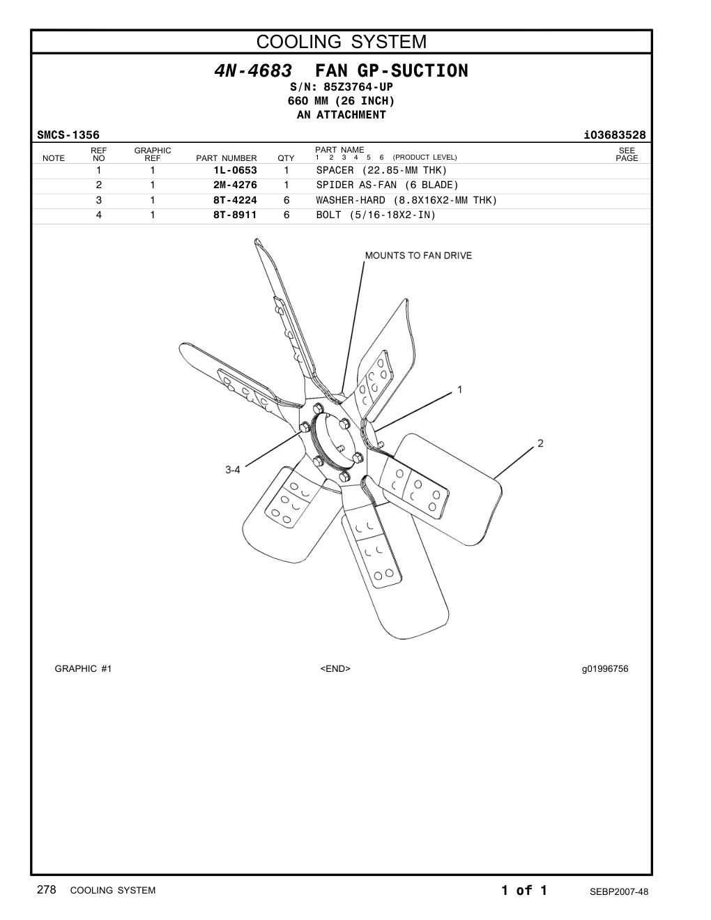 1L-0653 SPACER (22.85-MM THK) · S/N 85Z3764-UP CAT parts manual diagram