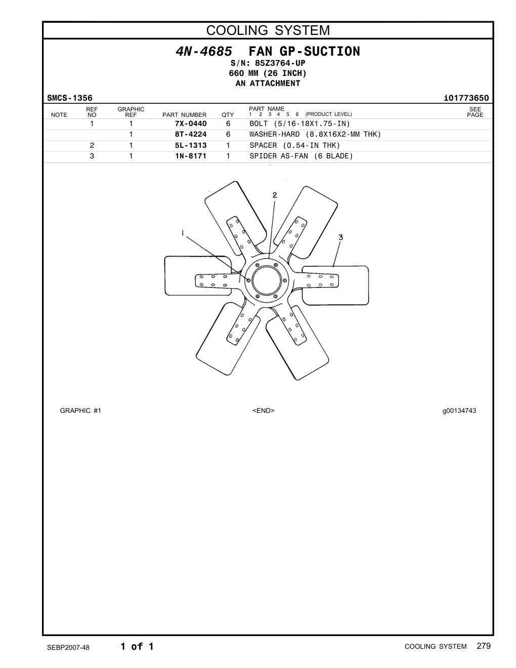 5L-1313 SPACER (0.54-IN THK) · S/N 85Z3764-UP CAT parts manual diagram