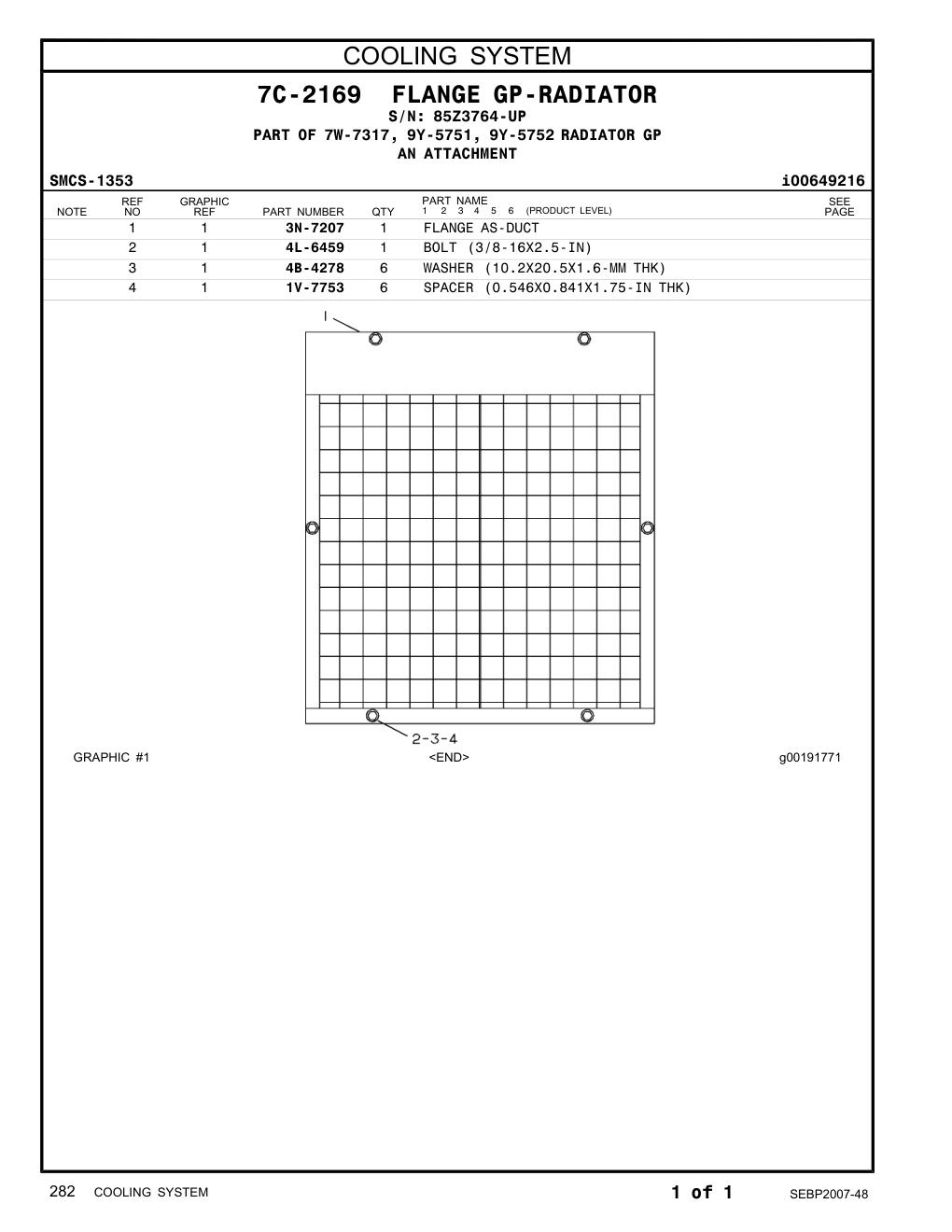 4L-6459 BOLT (3/8-16X2.5-IN) · S/N 85Z3764-UP CAT parts manual diagram