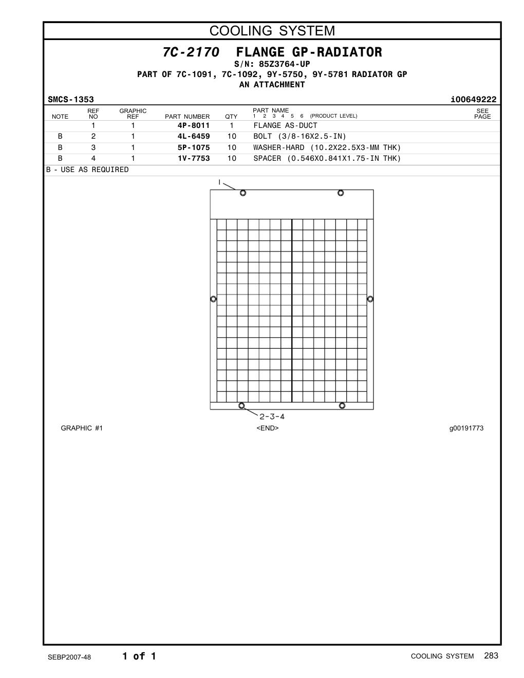 4P-8011 FLANGE AS-DUCT · S/N 85Z3764-UP CAT parts manual diagram