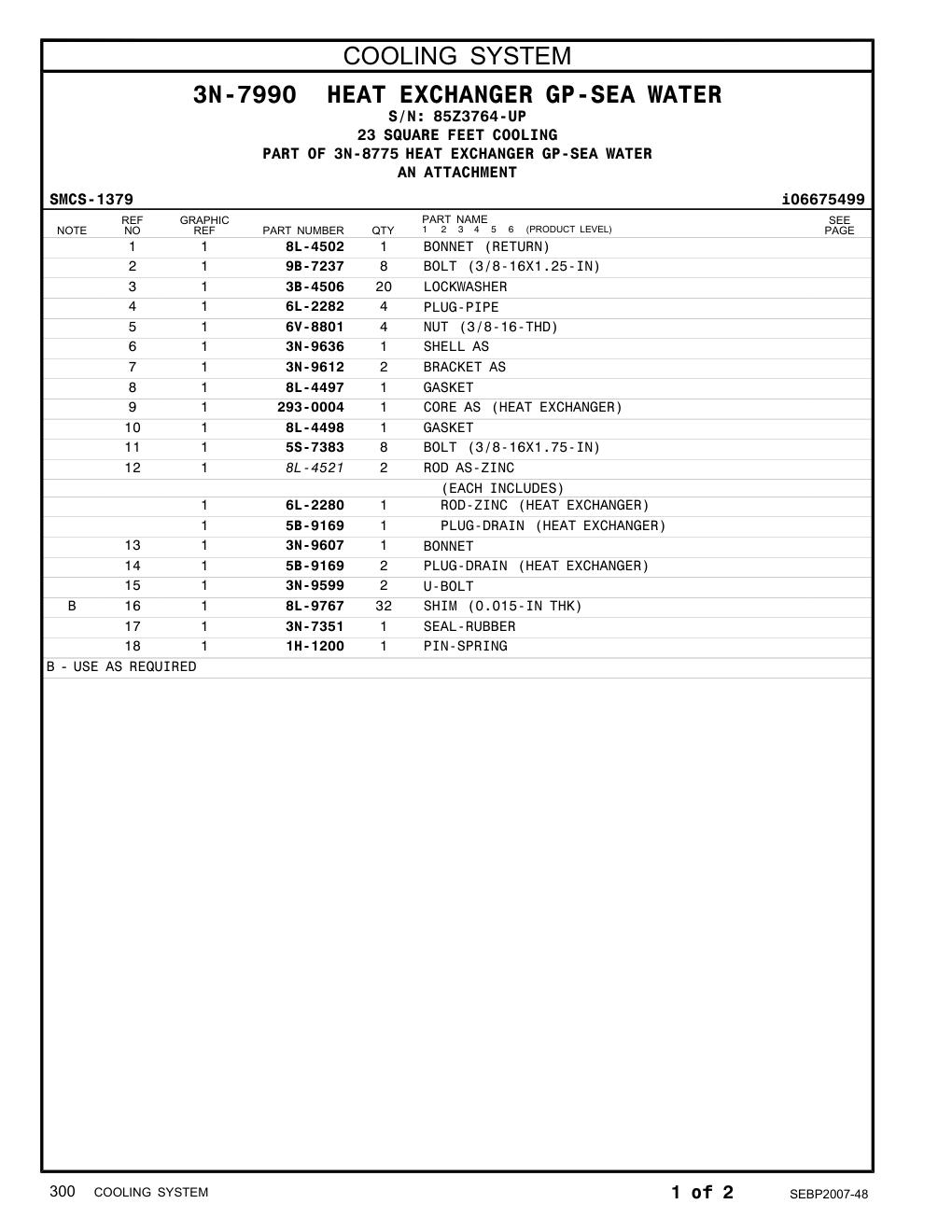 1H-1200 PIN-SPRING · S/N 85Z3764-UP CAT parts manual diagram