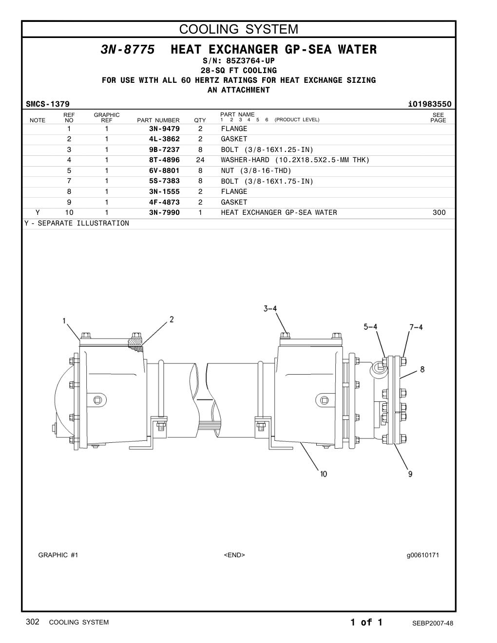 3N-9479 FLANGE · S/N 85Z3764-UP CAT parts manual diagram