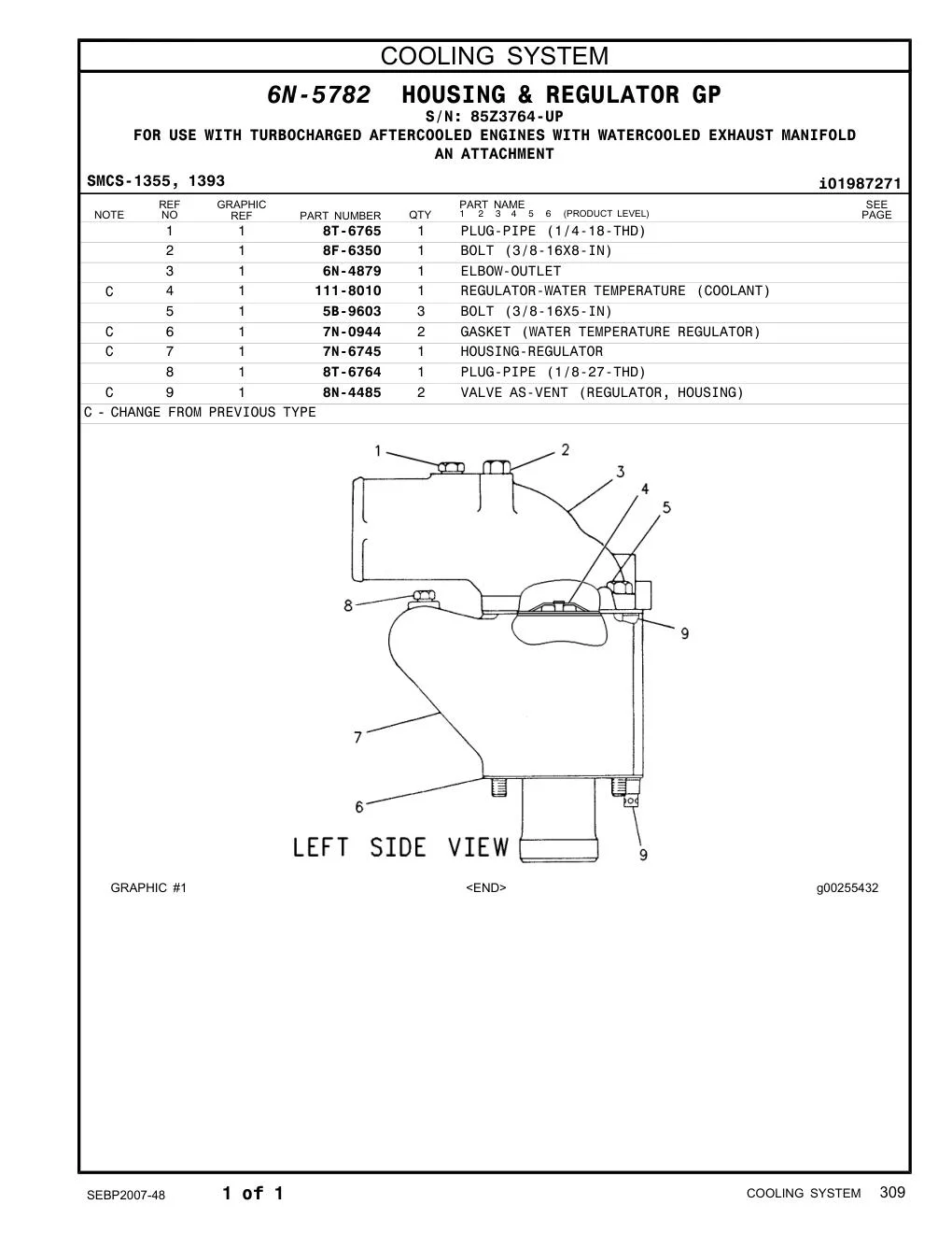 6N-4879 ELBOW-OUTLET · S/N 85Z3764-UP CAT parts manual diagram