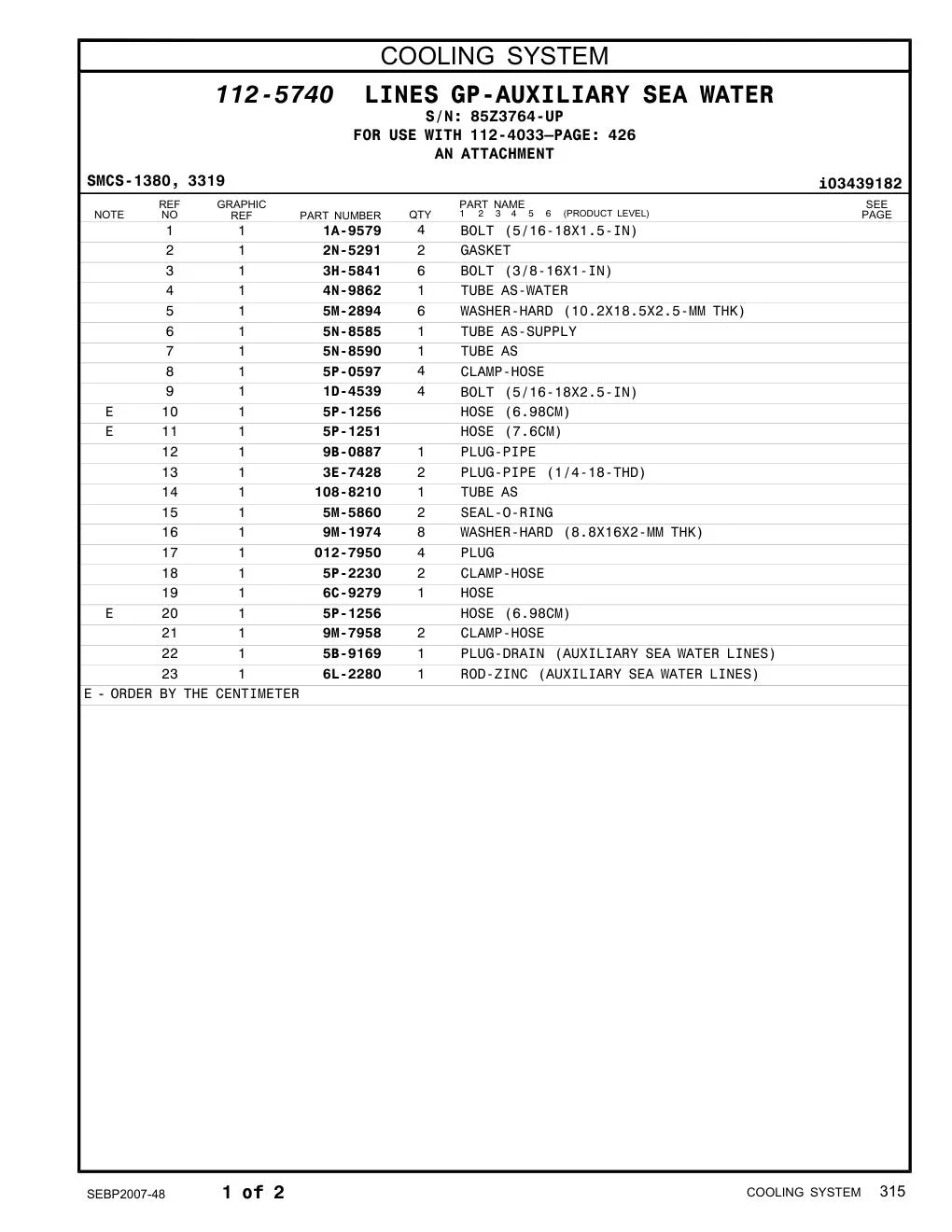 012-7950 PLUG · S/N 85Z3764-UP CAT parts manual diagram