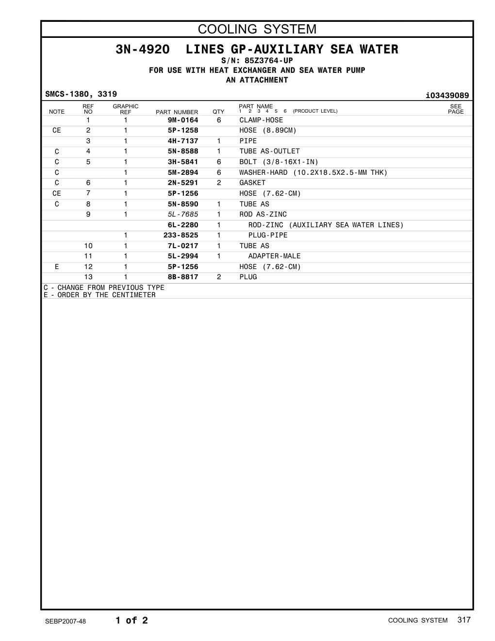 5L-2994 ADAPTER-MALE · S/N 85Z3764-UP CAT parts manual diagram