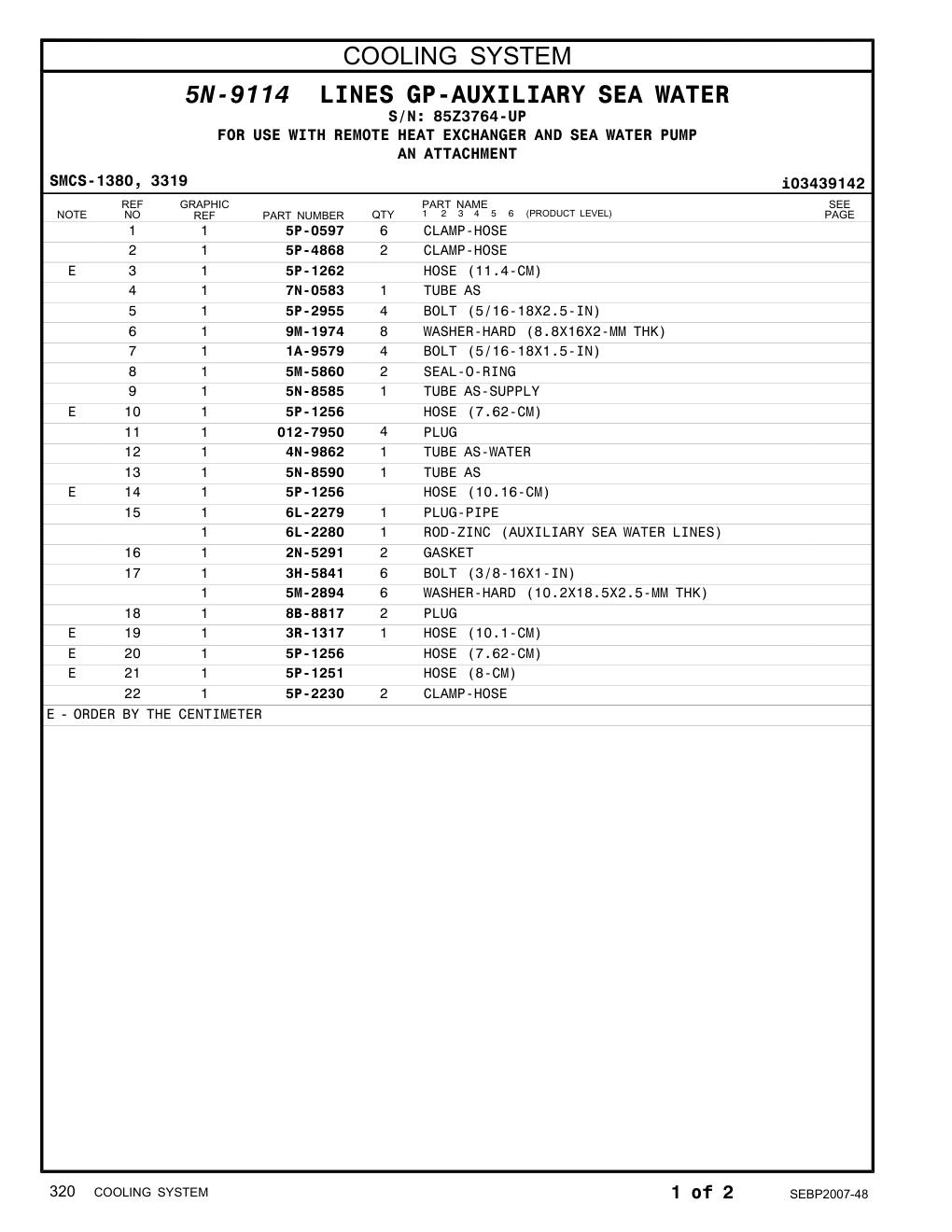 7N-0583 TUBE AS · S/N 85Z3764-UP CAT parts manual diagram