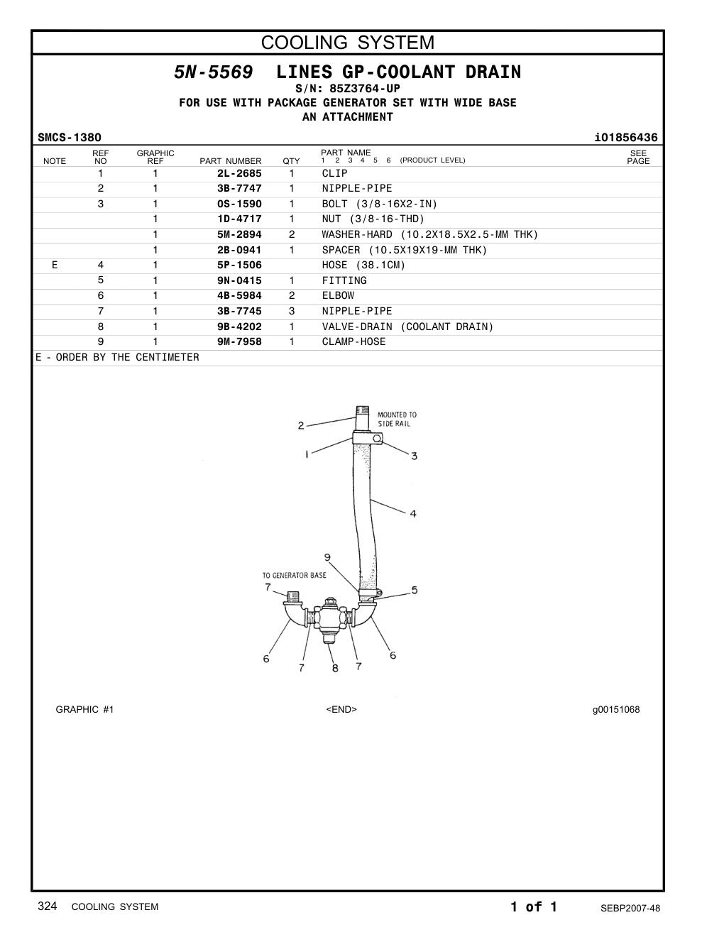 9B-4202 VALVE-DRAIN · S/N 85Z3764-UP CAT parts manual diagram