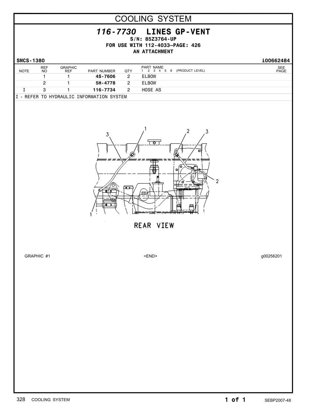 5H-4778 ELBOW · S/N 85Z3764-UP CAT parts manual diagram