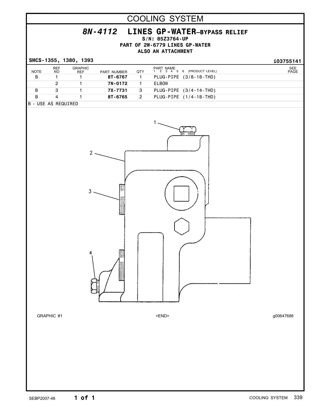 7N-0172 ELBOW · S/N 85Z3764-UP CAT parts manual diagram
