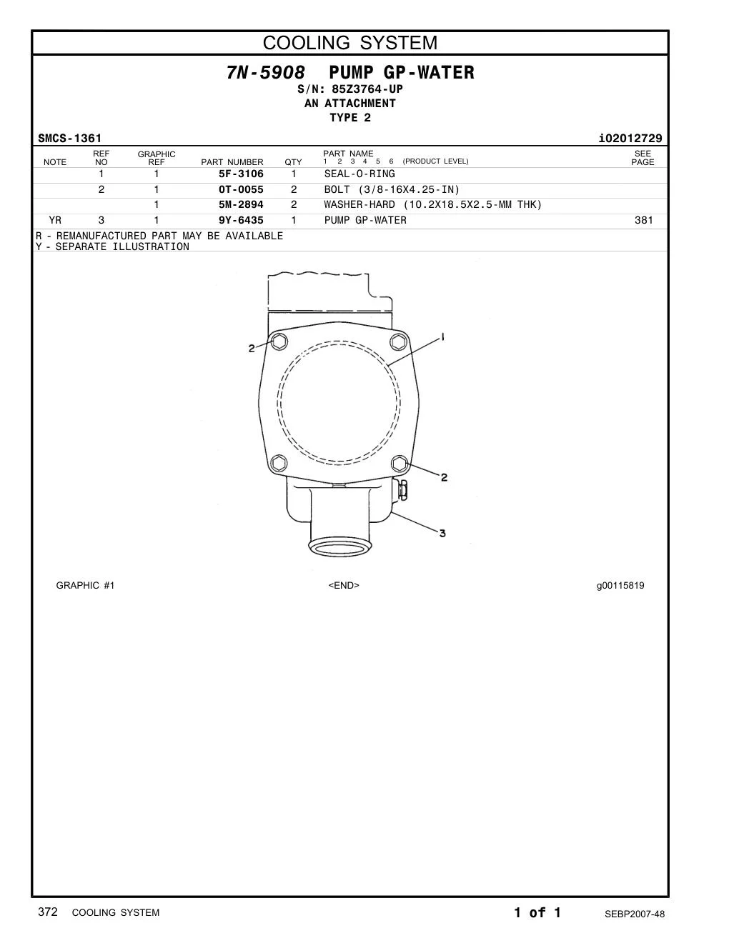 9Y-6435 - PUMP GP-WATER