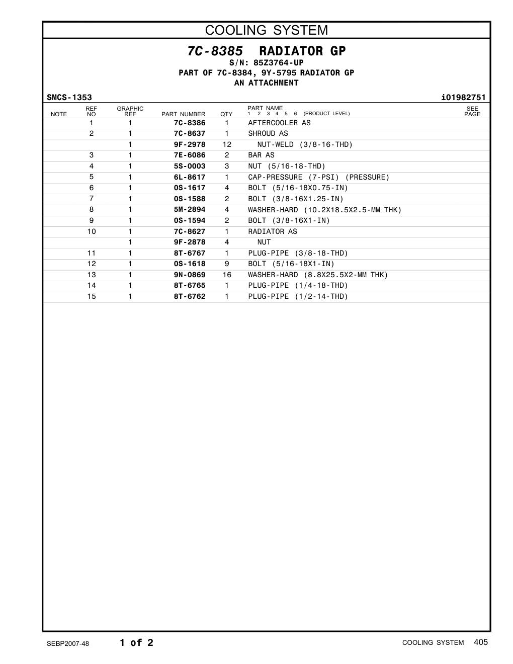 7C-8637 SHROUD AS · S/N 85Z3764-UP CAT parts manual diagram