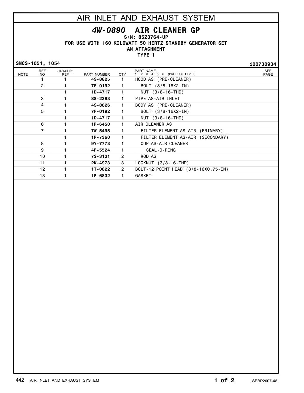 1P-6832 GASKET · S/N 85Z3764-UP CAT parts manual diagram