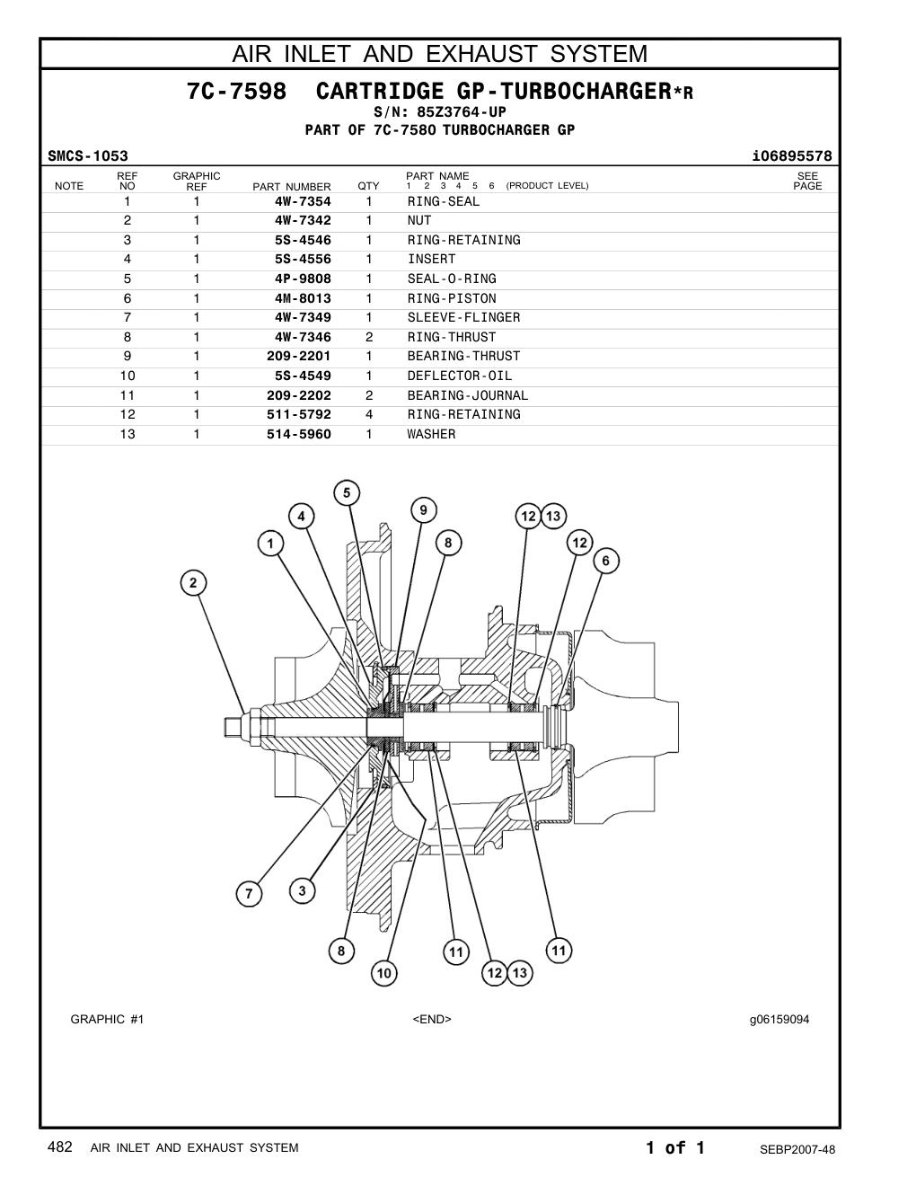5S-4549 DEFLECTOR-OIL · S/N 85Z3764-UP CAT parts manual diagram