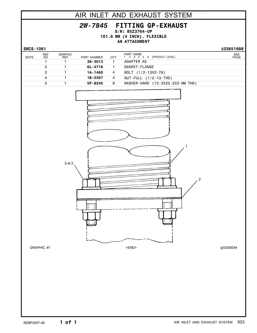 6L-4716 GASKET-FLANGE · S/N 85Z3764-UP CAT parts manual diagram