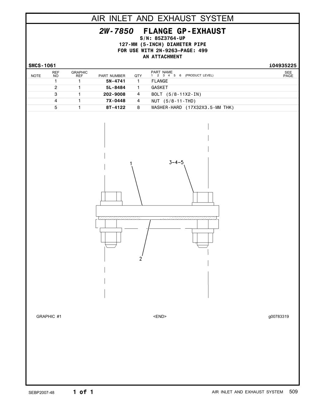 202-9008 BOLT (5/8-11X2-IN) · S/N 85Z3764-UP CAT parts manual diagram