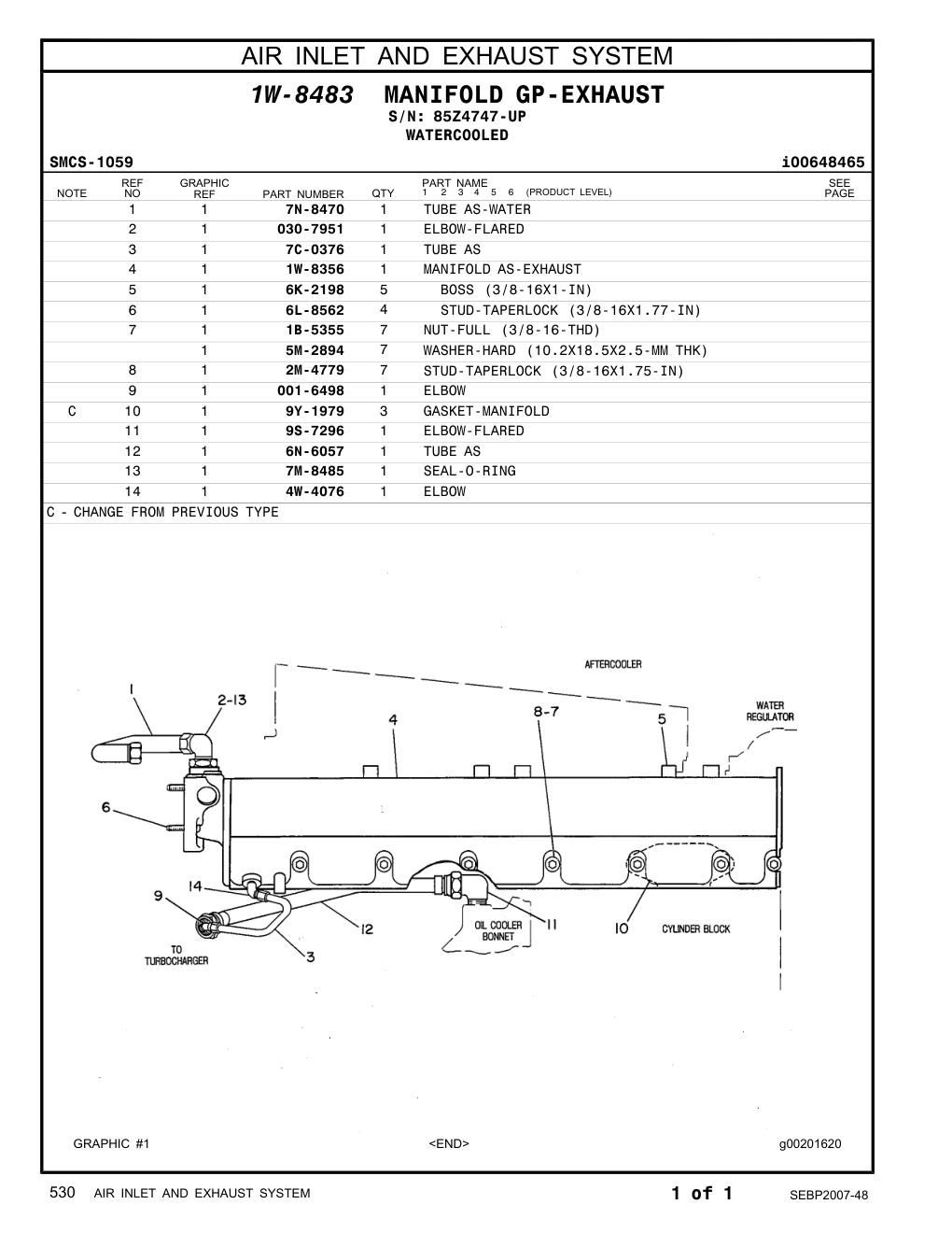 7C-0376 TUBE AS · S/N 85Z4747-UP CAT parts manual diagram