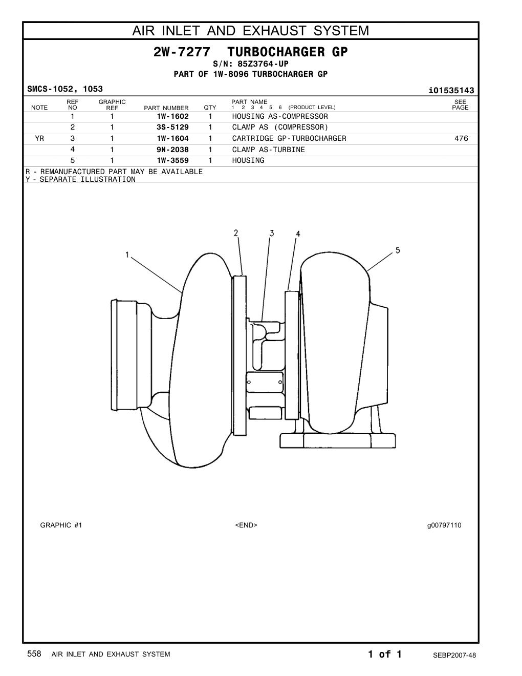 1W-3559 HOUSING · S/N 85Z3764-UP CAT parts manual diagram