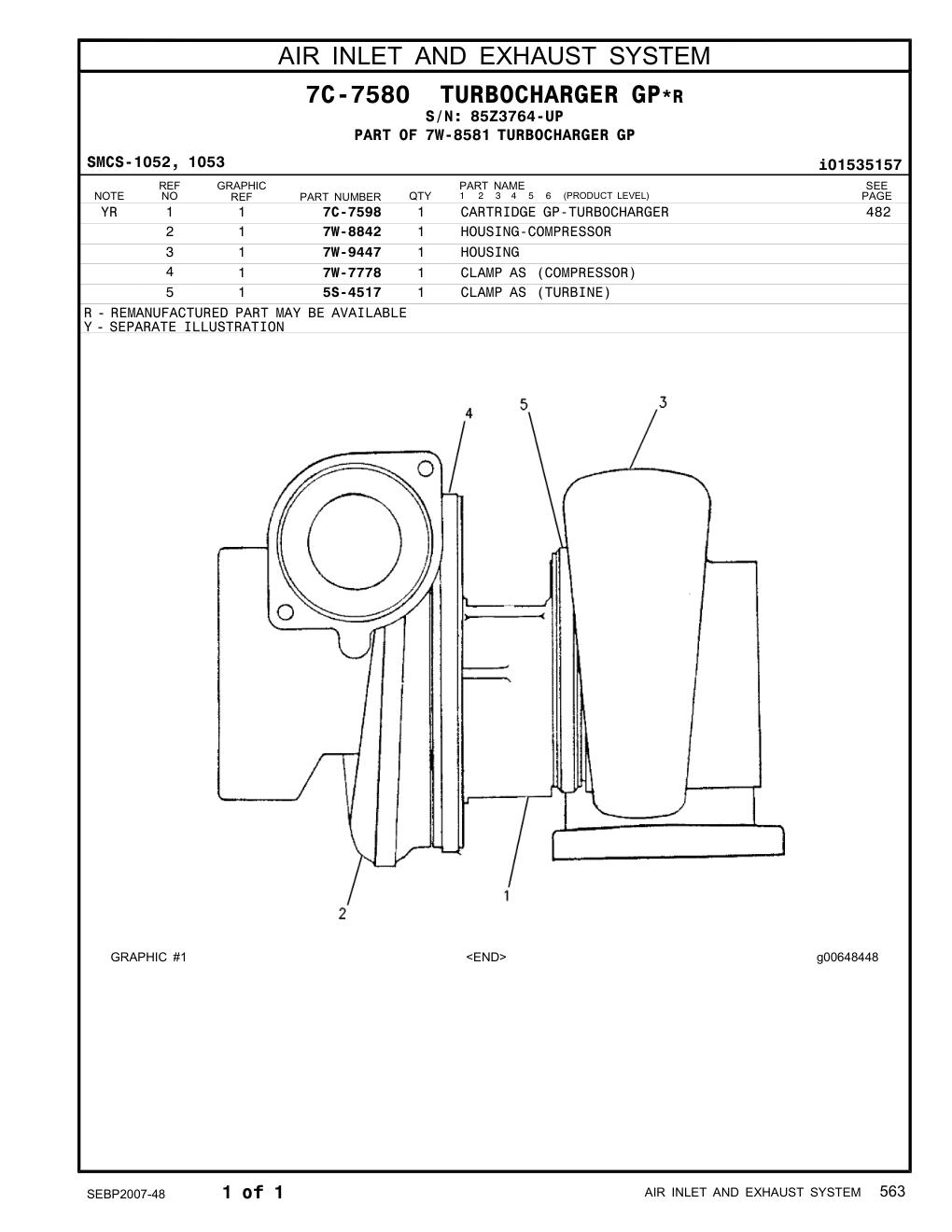 7W-7778 CLAMP AS (COMPRESSOR) · S/N 85Z3764-UP CAT parts manual diagram