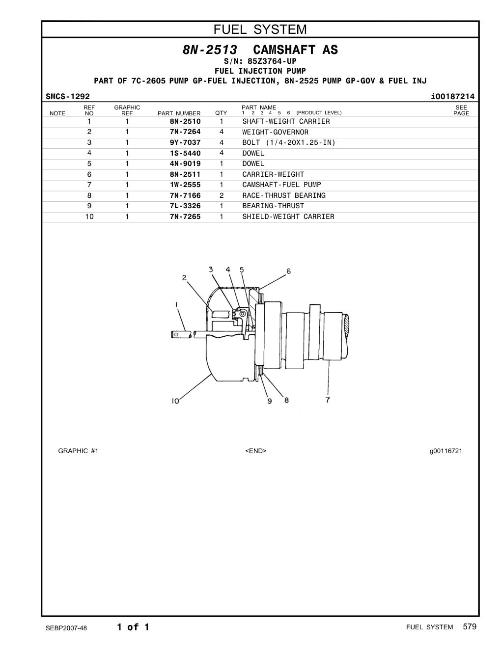 1W-2555 - CAMSHAFT-FUEL PUMP