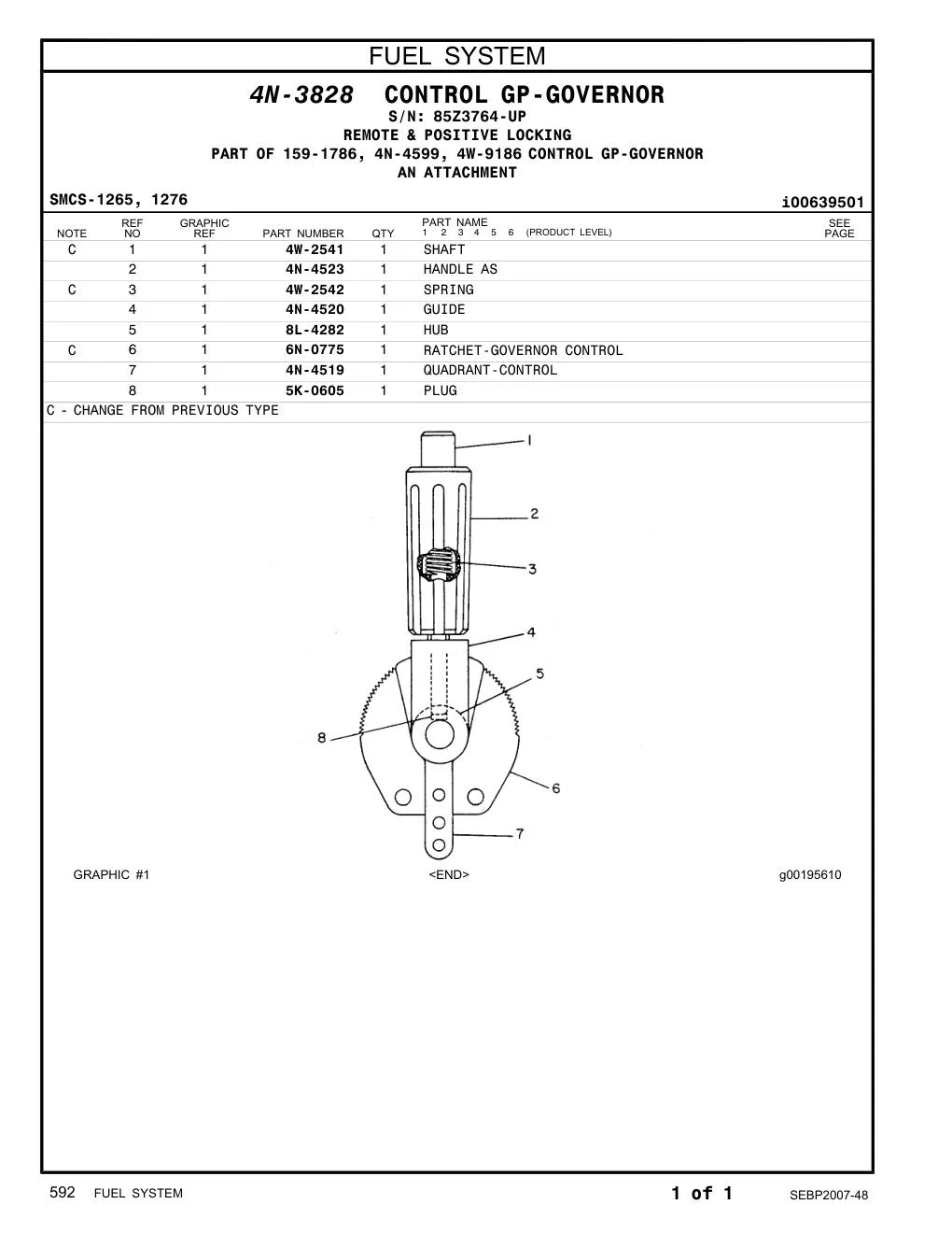 6N-0775 - RATCHET-GOVERNOR CONTROL