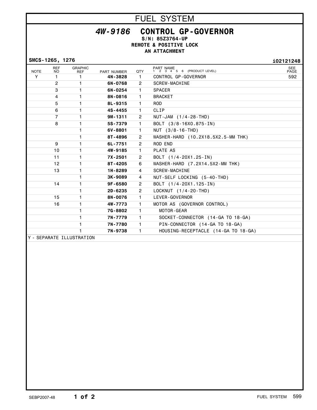 3K-9089 NUT-SELF LOCKING (5-40-THD) · S/N 85Z3764-UP CAT parts manual diagram