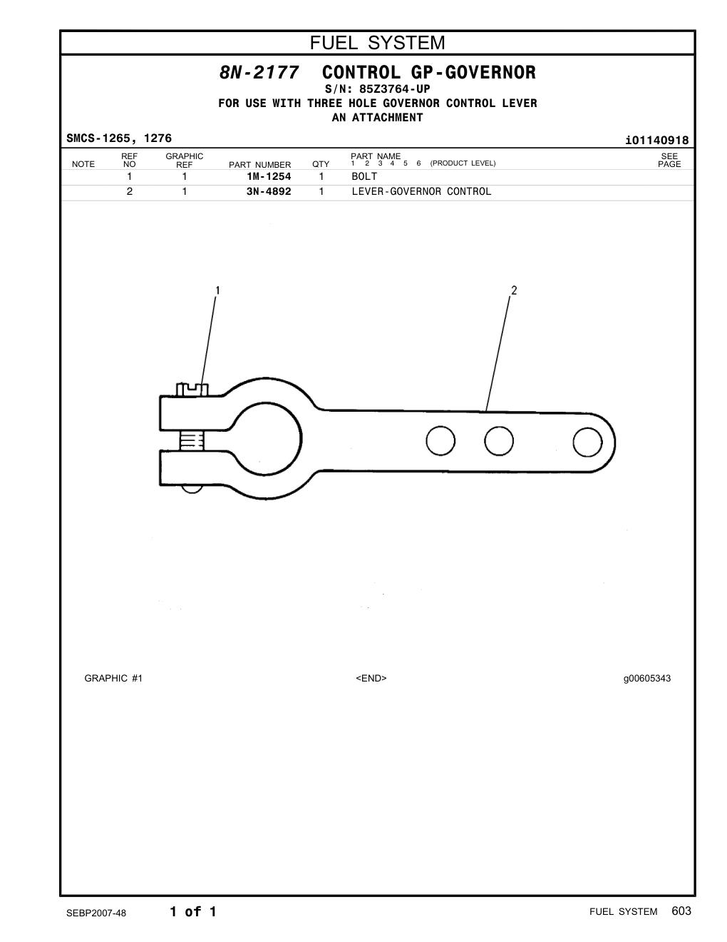 1M-1254 BOLT · S/N 85Z3764-UP CAT parts manual diagram