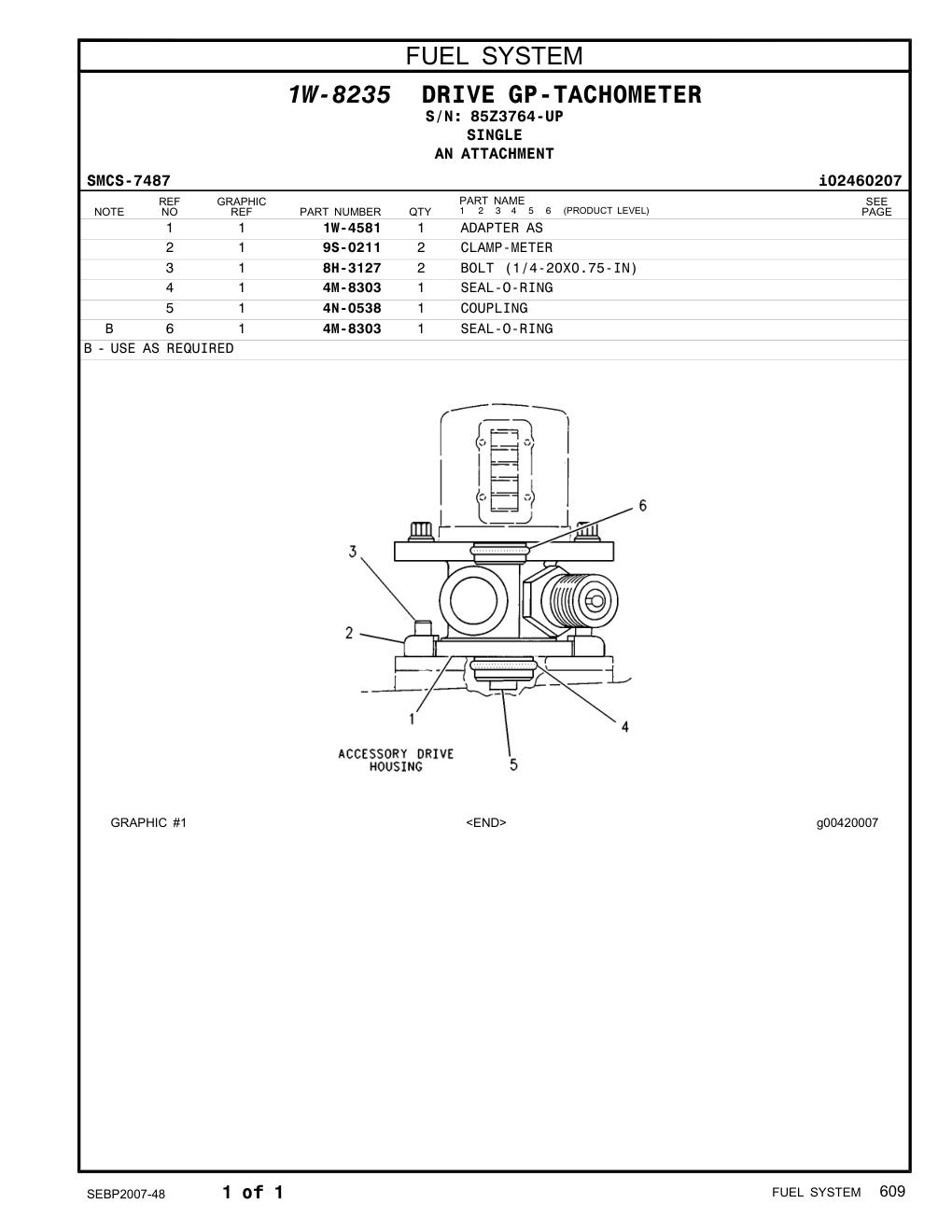 4M-8303 SEAL-O-RING · S/N 85Z3764-UP CAT parts manual diagram