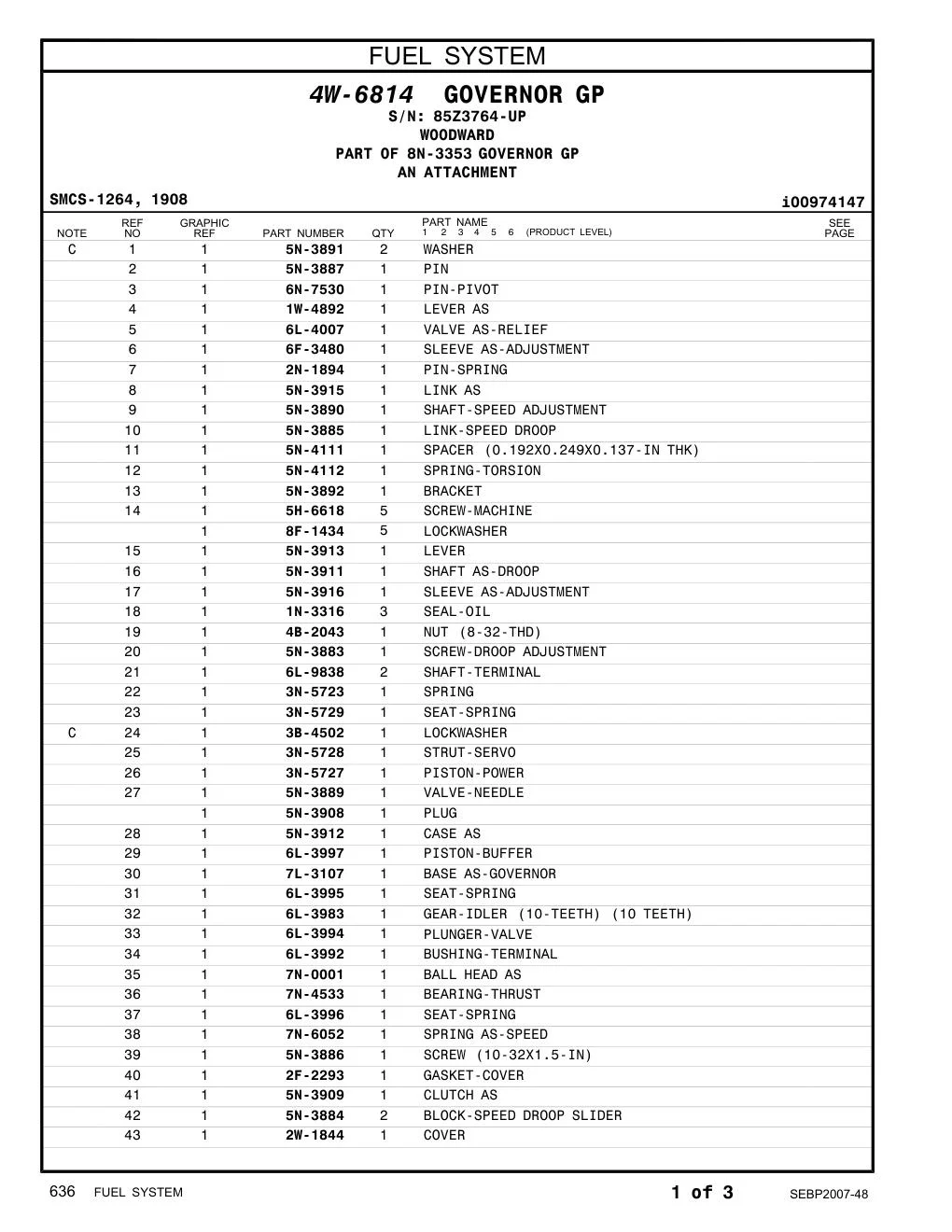 5N-3909 CLUTCH AS · S/N 85Z3764-UP CAT parts manual diagram