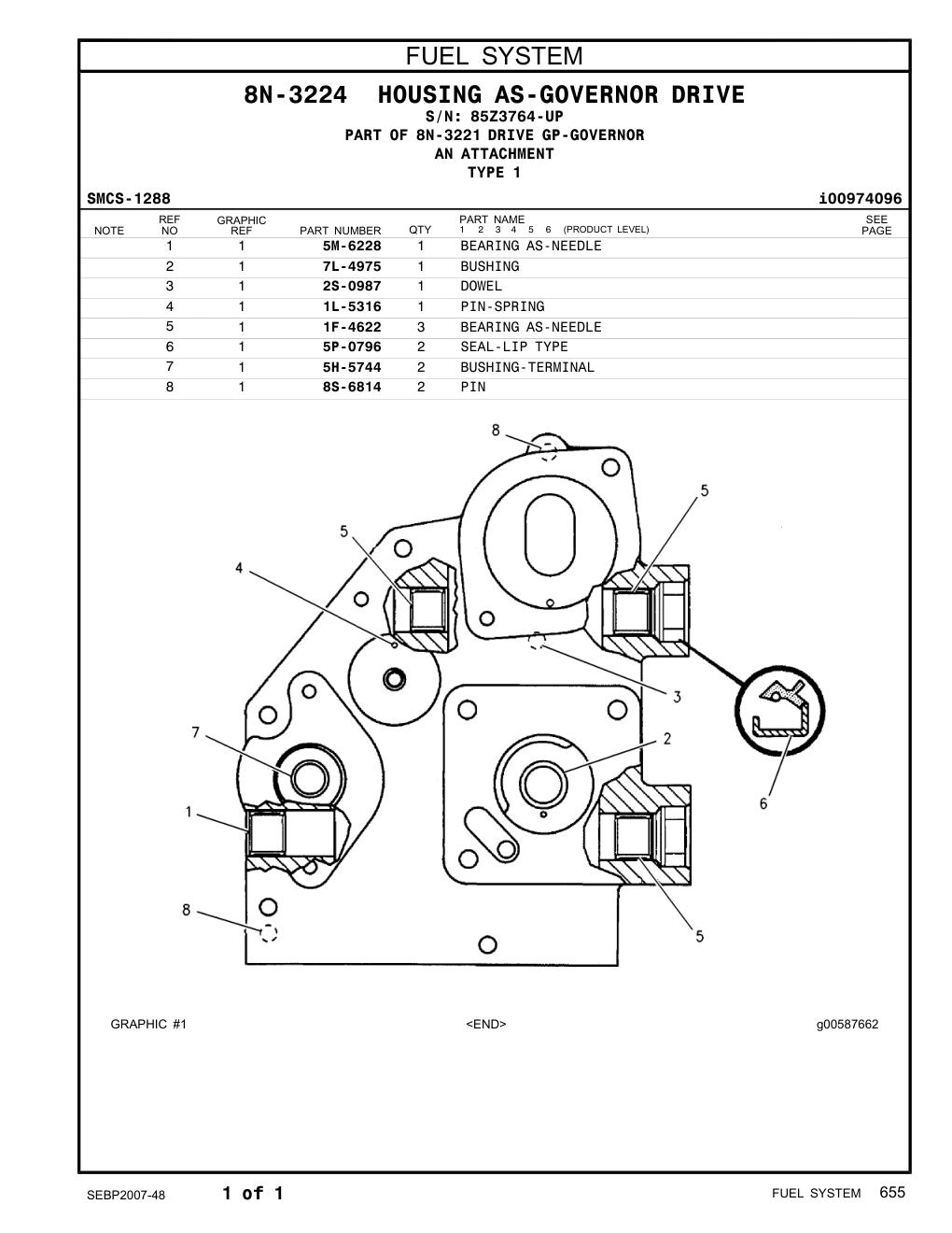 1L-5316 PIN-SPRING · S/N 85Z3764-UP CAT parts manual diagram