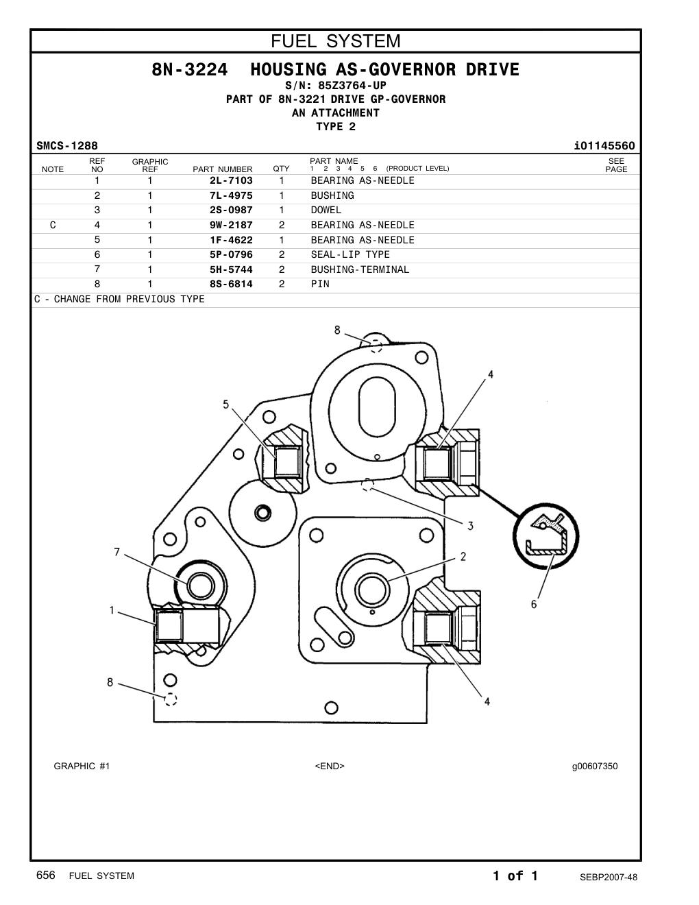 2L-7103 BEARING AS-NEEDLE · S/N 85Z3764-UP CAT parts manual diagram