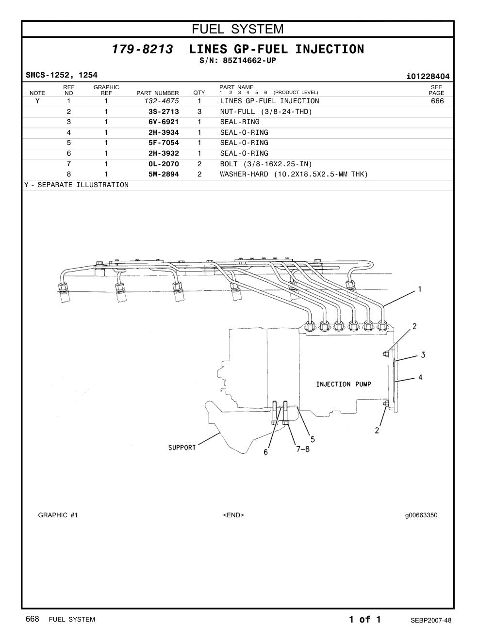 132-4675 LINES GP-FUEL INJECTION · S/N 85Z14662-UP CAT parts manual diagram