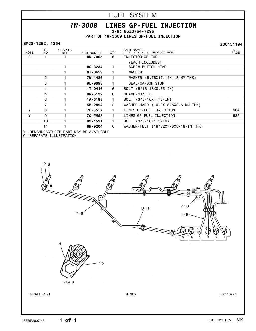 1A-5183 BOLT (3/8-16X4.75-IN) · S/N 85Z3764-7296 CAT parts manual diagram
