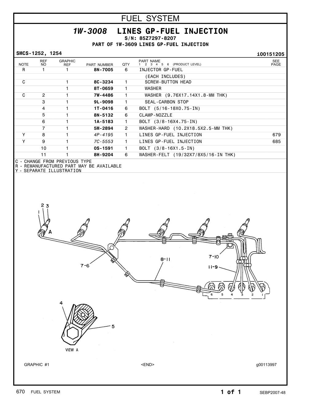 4P-4195 LINES GP-FUEL INJECTION · S/N 85Z7297-8207 CAT parts manual diagram