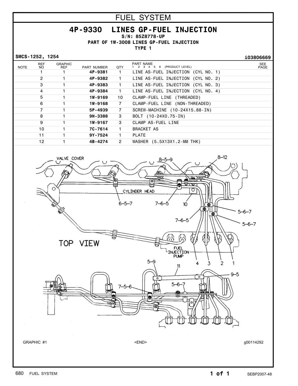 4P-9381 - LINE AS-FUEL INJECTION (CYL NO. 1)
