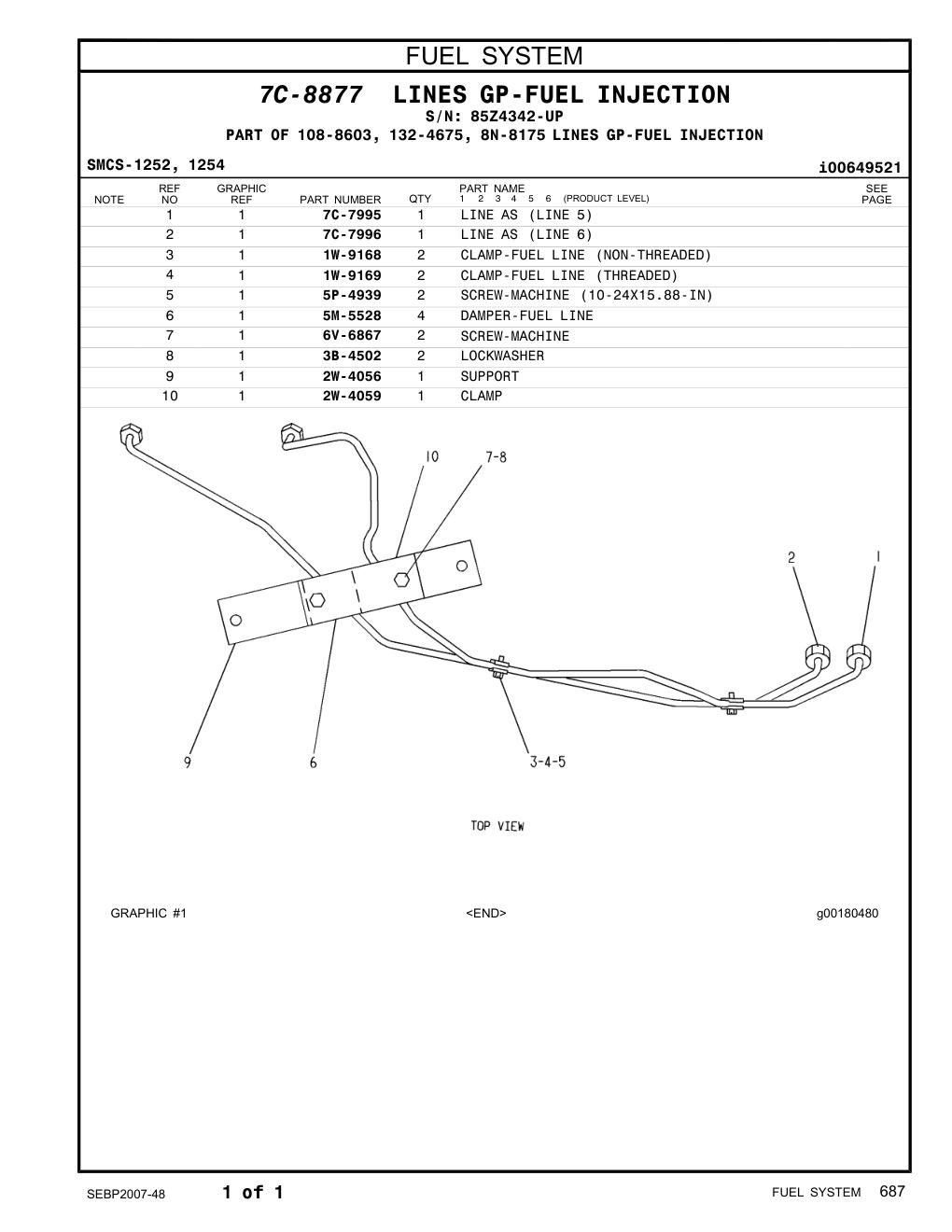 7C-7996 LINE AS (LINE 6) · S/N 85Z4342-UP CAT parts manual diagram